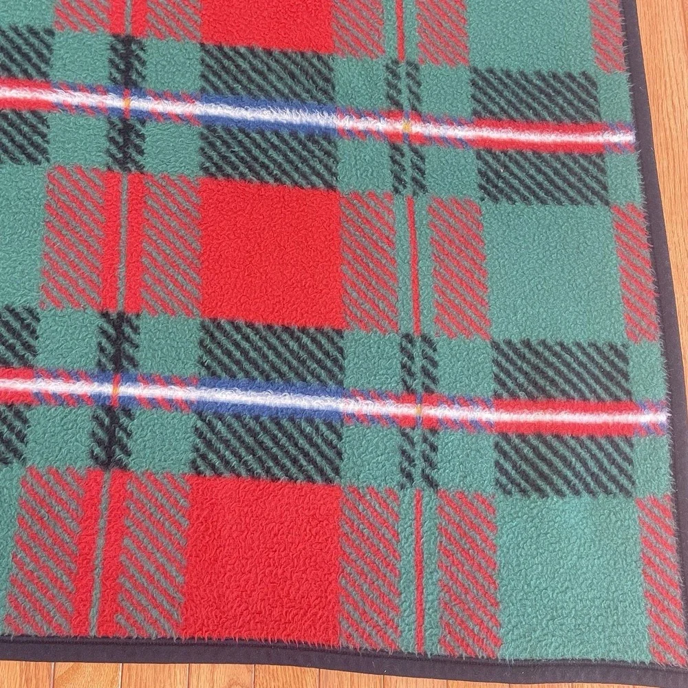 Biederlack‎ Plaid Checkered Throw Blanket Red Green Black 56